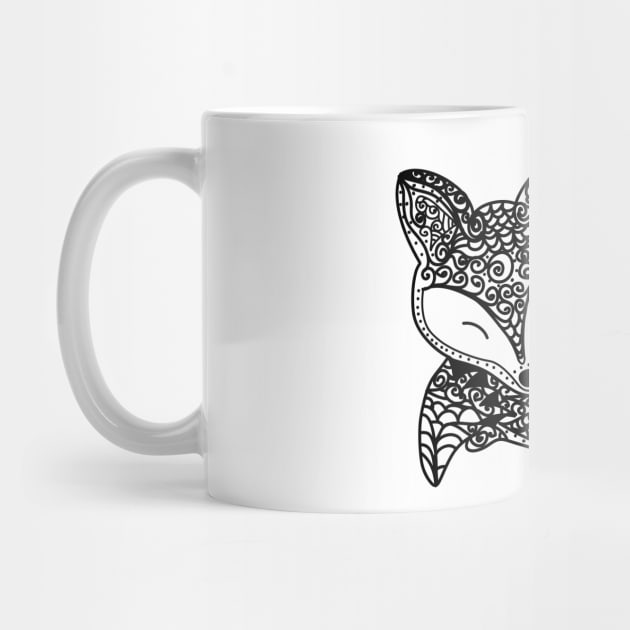 Black and White Mandala fox by Arch4Design